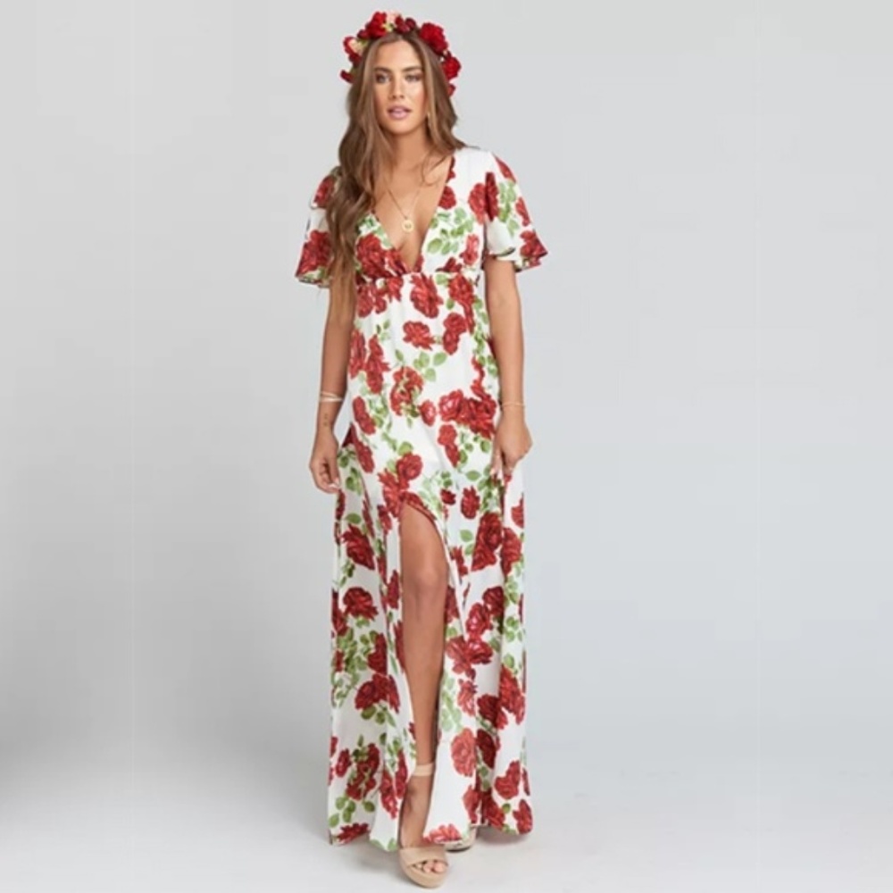 Show Me Your Mumu Faye Floral Flutter Maxi Dress
